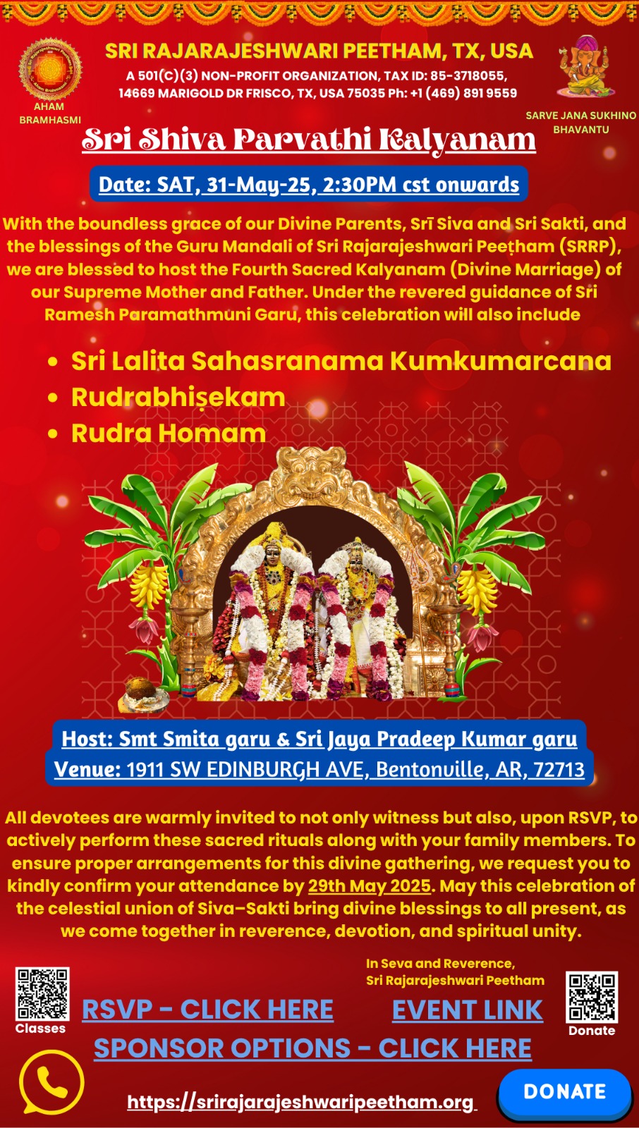 Sri Siva Parvati Kalyanam - Bentonville, AR
